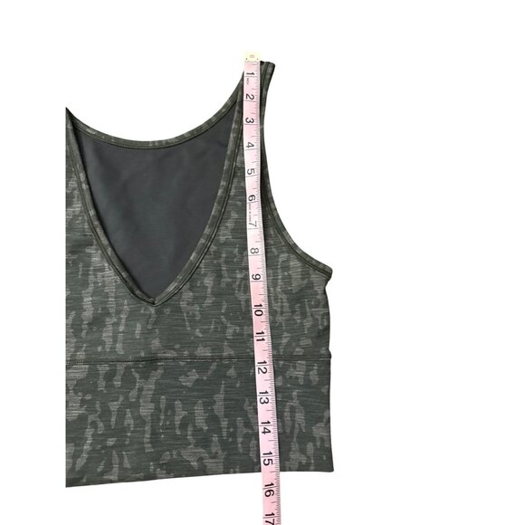 Lululemon Power Pivot Tank Top 6? 4? Olive Green Camo Workout Cropped Small - Picture 6 of 6